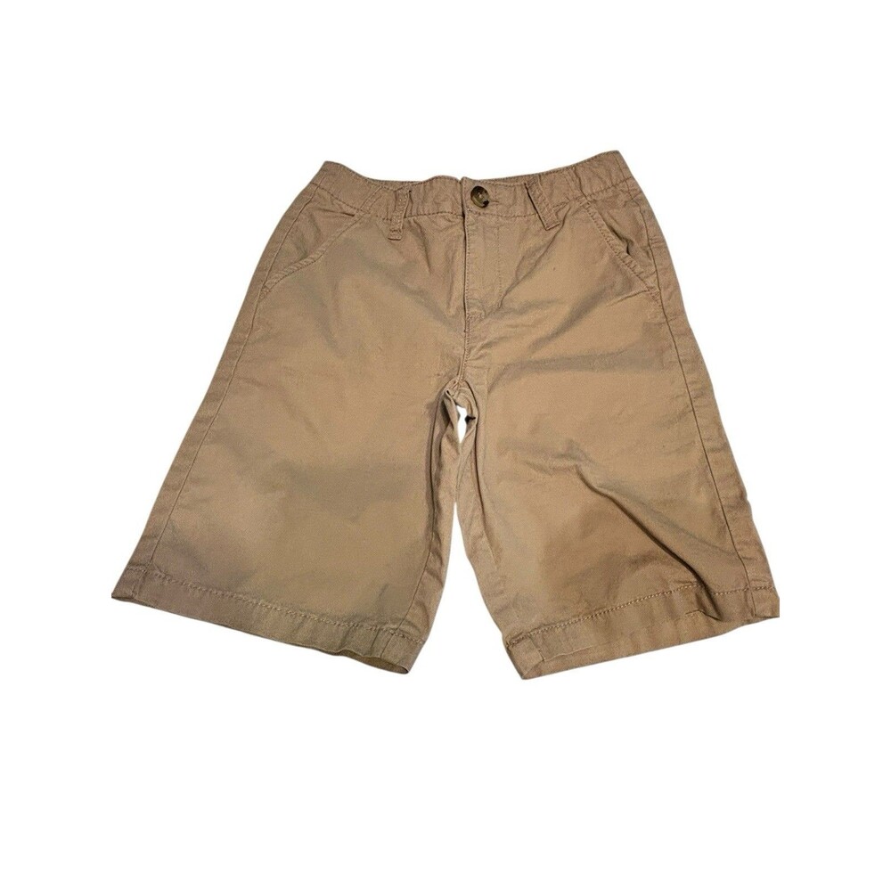 Crazy 8 Boys Chino Shorts Beige Size 7 Flat Front Twill Cotton Pockets NWT